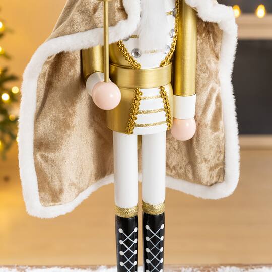 Glitzhome® 24" Wooden Christmas Gold King Nutcracker